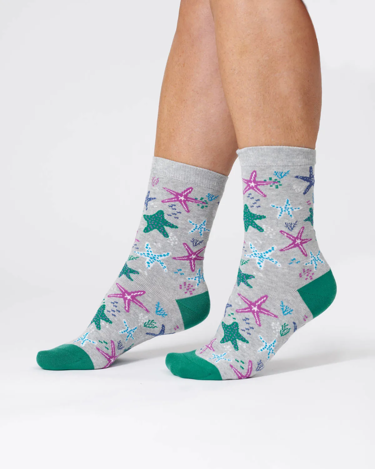 Womens Starfish Bamboo Sock - Mid Grey Marl