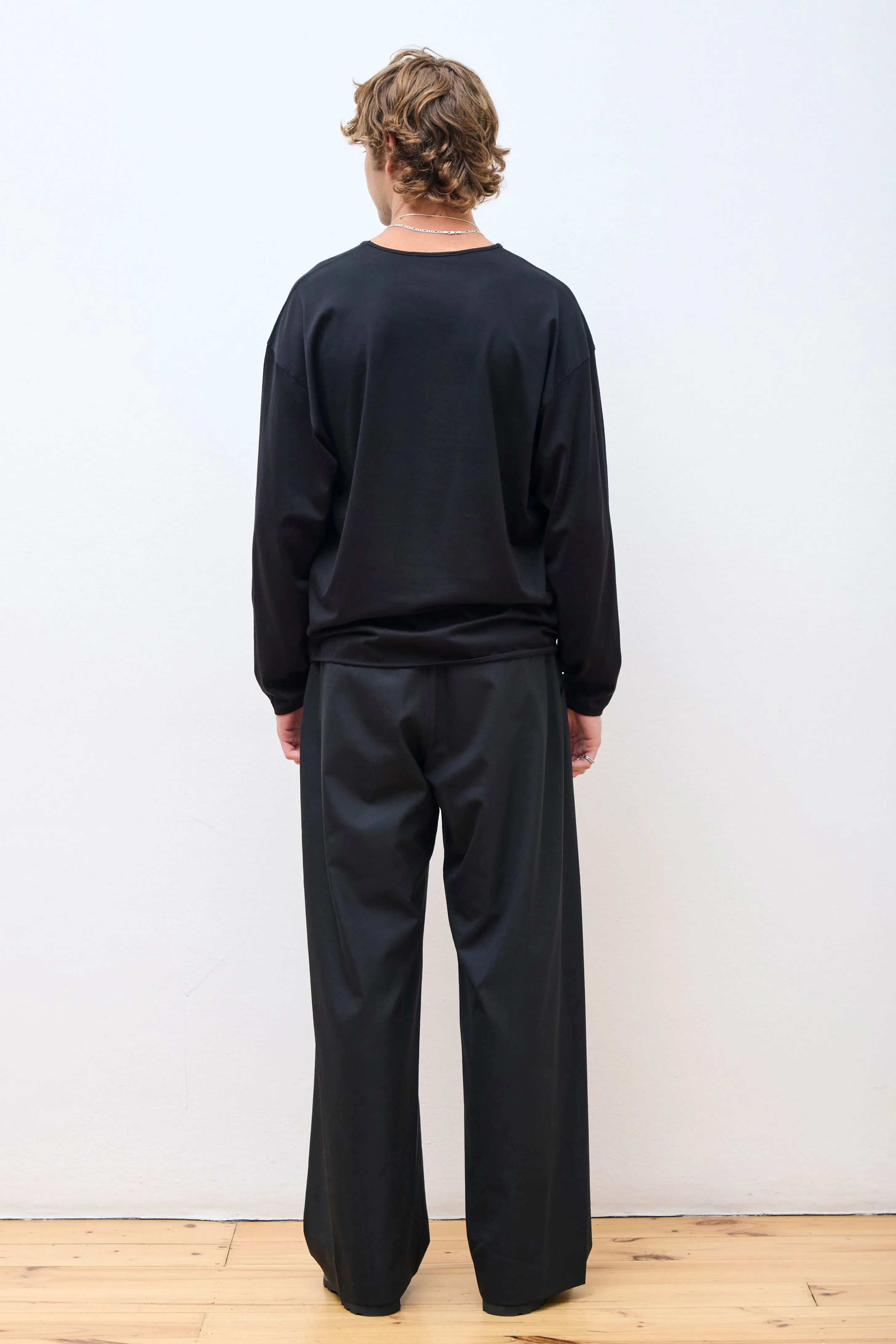 Wool Wide Pants Black