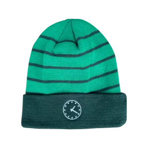 WRIGLEY CLOCK STRIPED BEANIE. (NO POM)