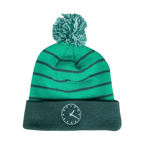 WRIGLEY CLOCK STRIPED BEANIE. (WITH POM)