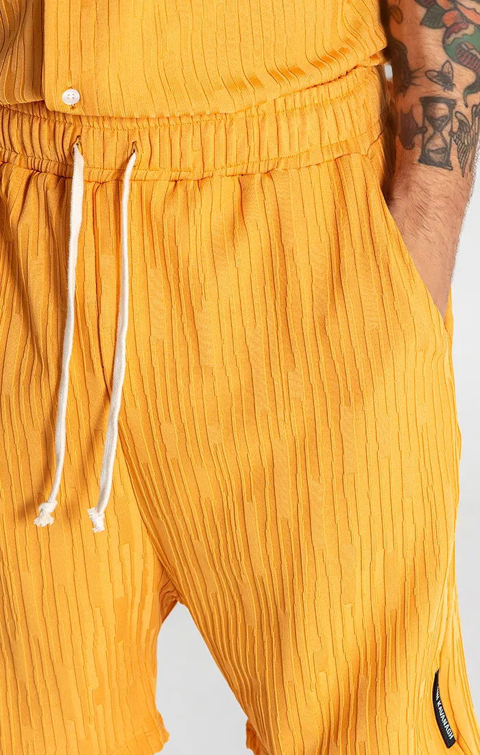 Yellow Waffle Loose Shorts
